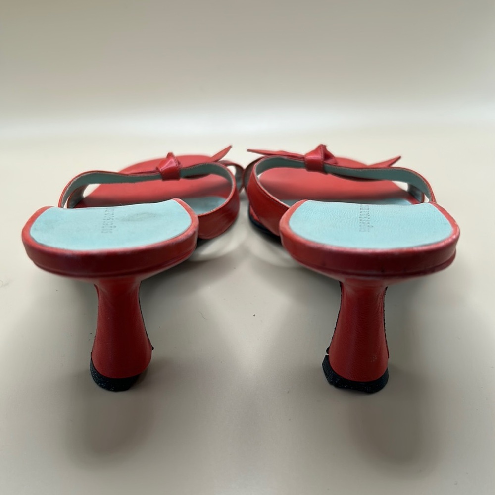 Siger Morrison Orangey Red Open-Back Cutsey Heels - Picture 3 of 5